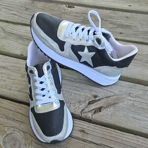 Women's MKS Black & Silver Star Accent Sneakers